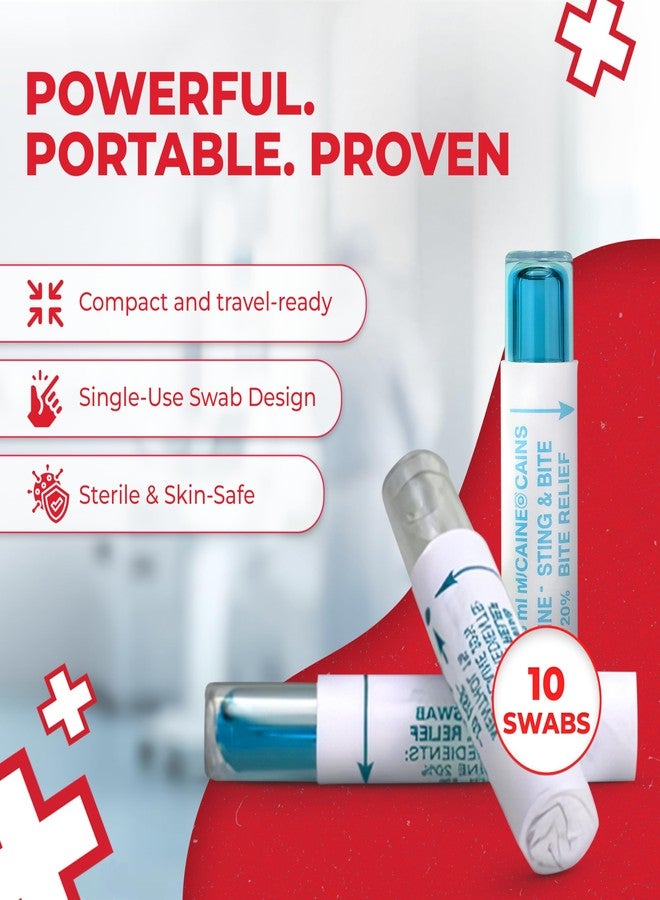 إيفر ريدي فيرست آيد إيفر ريدي للإسعافات الأولية، تسكين فوري للألم والحكة الناتجة عن لسعات النحل، ولدغات البعوض، ولسعات قنديل البحر، ولدغات الحشرات - مسحات مخدرة بالبنزوكائين والمنثول لتسكين سريع، عبوة من 10 قطع - Image 2